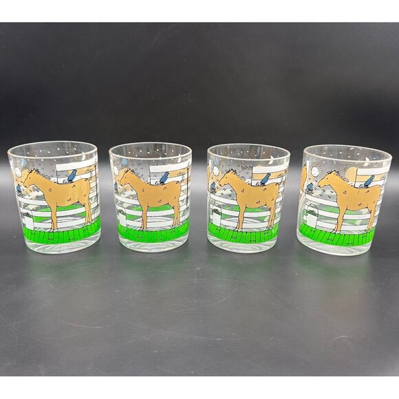 Vintage Tumblers HJ Stotter Cups Lucite Acrylic Horses Birds Kitschy USA 1970s - Picture 3 of 10